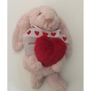 NWT Snug Plush Bunny Baby Pink Lovey with Red Heart Valentines Theme Teddy Bear